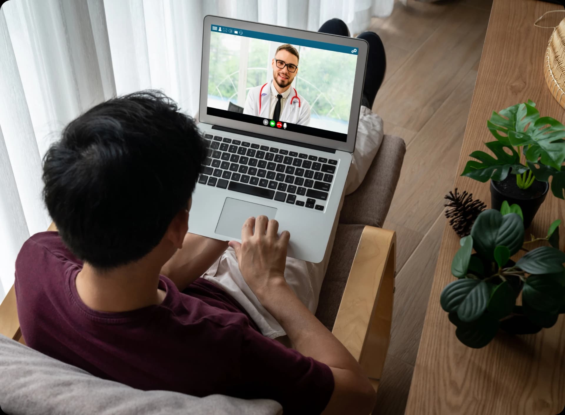Employee attending a private, confidential virtual session