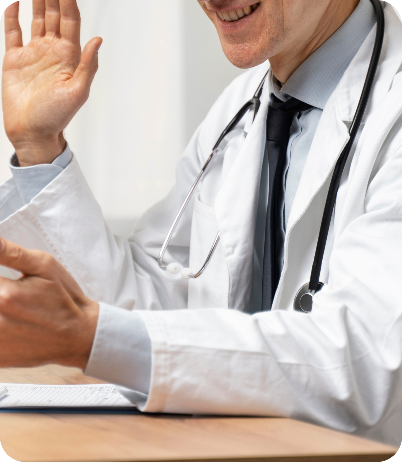 Doctor speaking with patient on video call