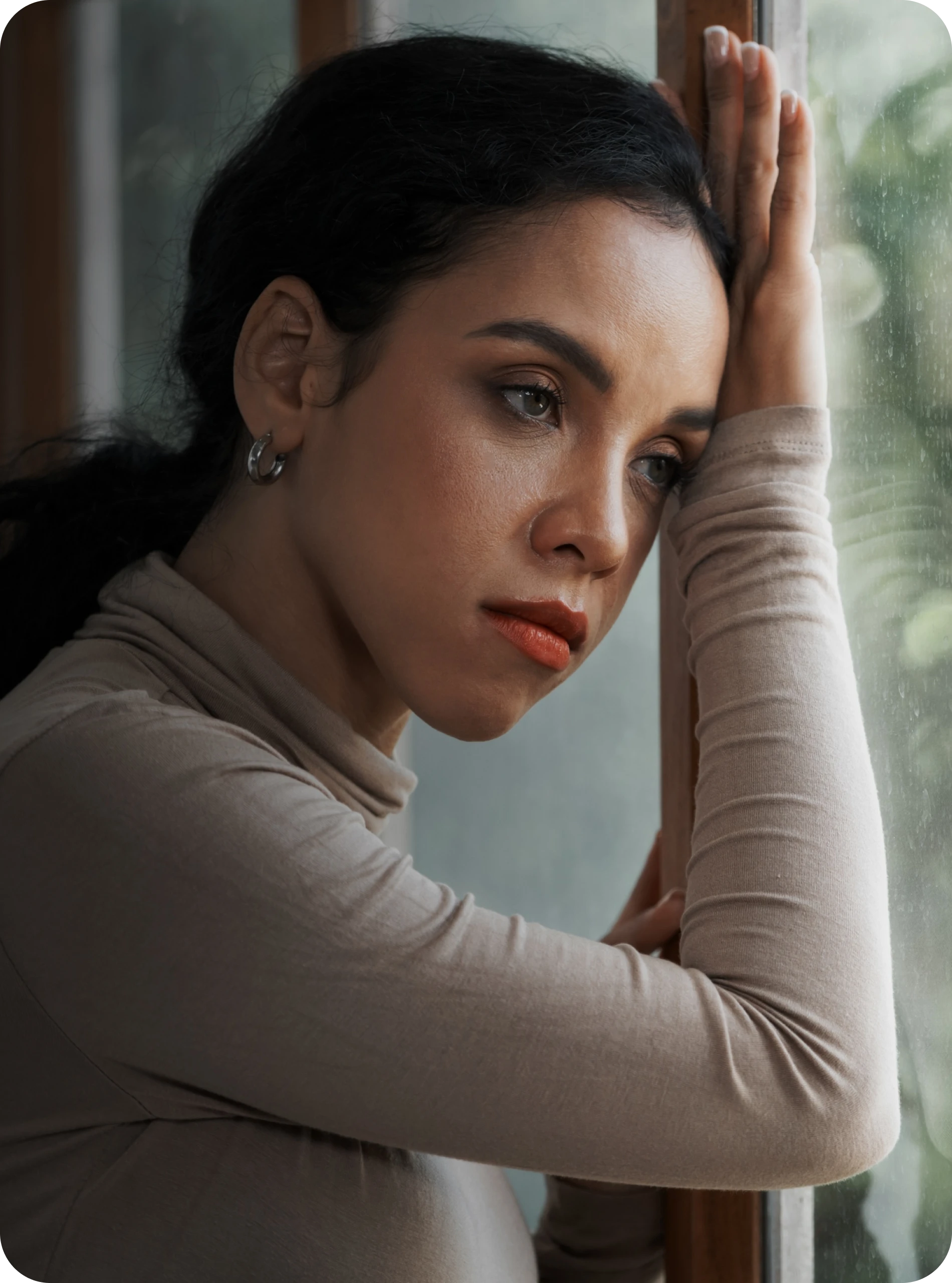 Person receiving compassionate virtual anxiety support