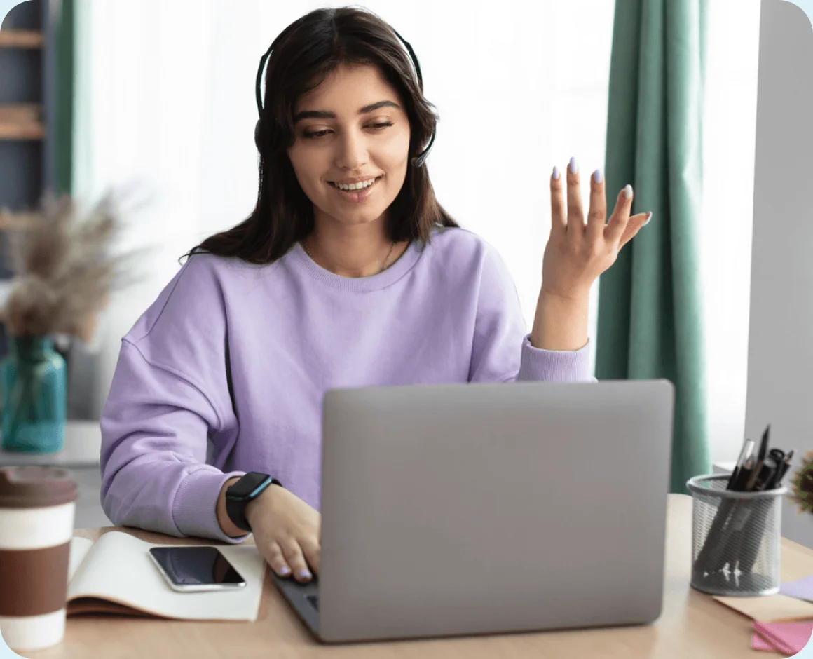 Clinician working remotely on a video consultation