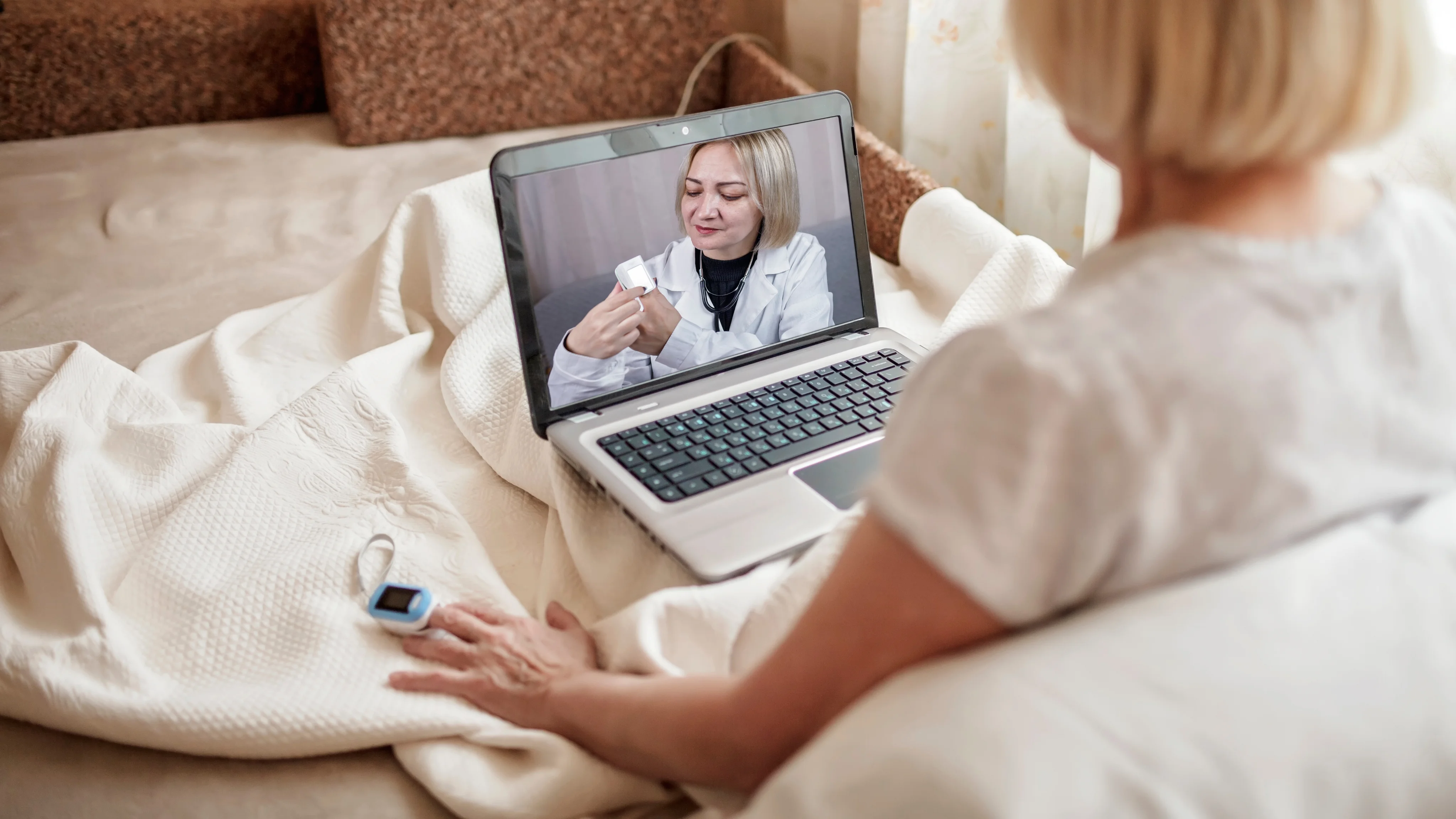 Patient in a virtual psychiatric assessment with a licensed physician